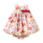 Laura Ashley London Girl's Floral Clip Dot dress with diaper cover